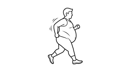 Obraz premium Overweight Man Running for Weight Loss and Fitness