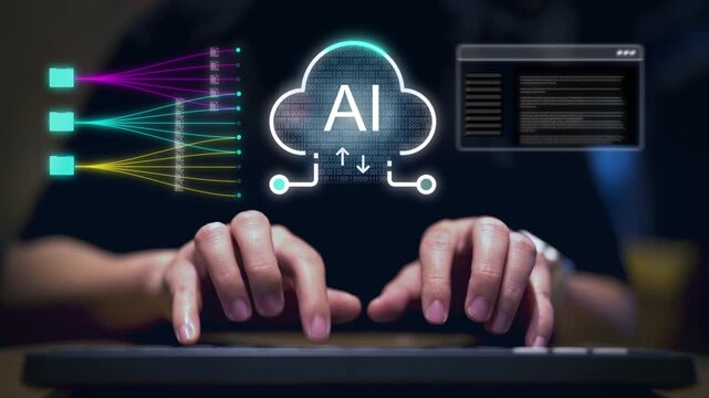 Software Developer Programming Artificial Intelligence and Big Data Processing on Cloud Computing System for Modern Business Technology