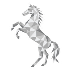 Obraz premium polygonal low poly horse lifting front legs vector