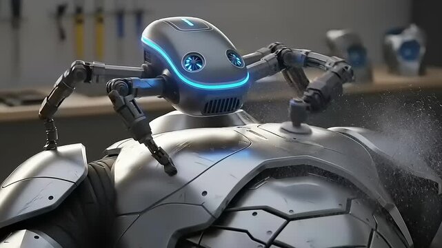 Futuristic Robot Repair and Maintenance Scene.