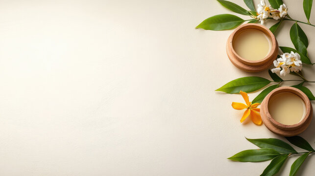 Ugadi cultural celebration background with traditional oil lamps, illuminating festival rituals and spiritual customs, offering copy space for festive messages. Copy space