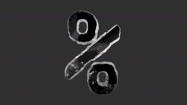 A black and white animated peeling sticker in a grunge printed style with roughened torn paper edges.
