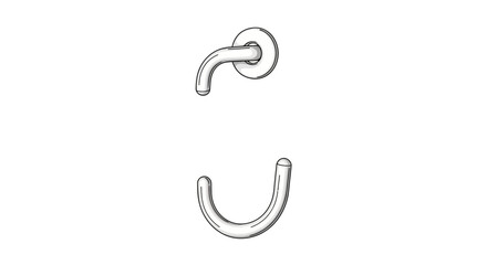 Obraz premium Minimalist Line Drawing of a Shower Head and a Towel Hook