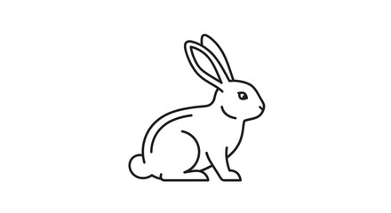Minimalist Outline Icon of a Rabbit, Simple Line Art, Cute Bunny Vector