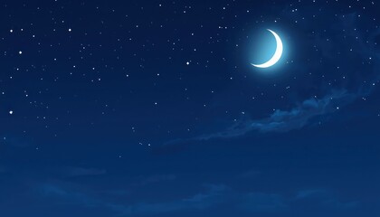 Fototapeta premium Crescent moon in starry night sky