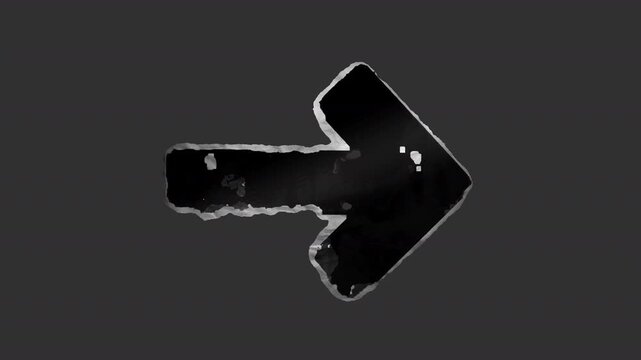 A black and white animated peeling sticker in a grunge printed style with roughened torn paper edges.
