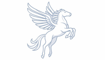 Majestic White Pegasus Horse Rearing with Wings Spread
