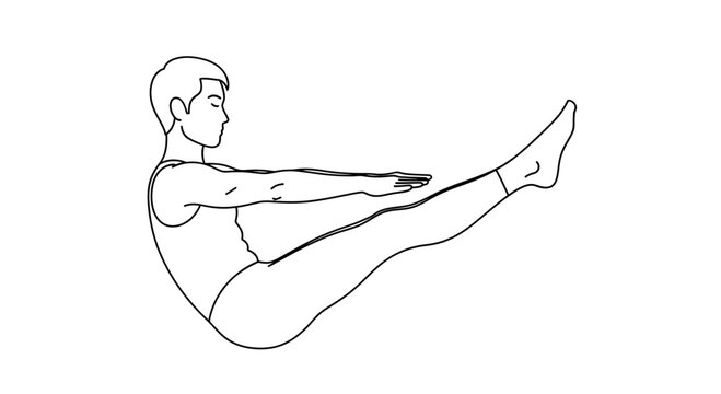Man Performing Yoga Boat Pose (Paripurna Navasana) for Core Strength