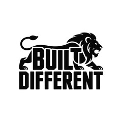 A motivational logo featuring a lion and the phrase Built Different