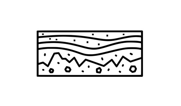 Geological bedrock layer outline icon vector earth strata symbol isolated on transparent background
