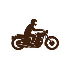 Fototapeta premium brown silhouette of a man riding a motorcycle on white background