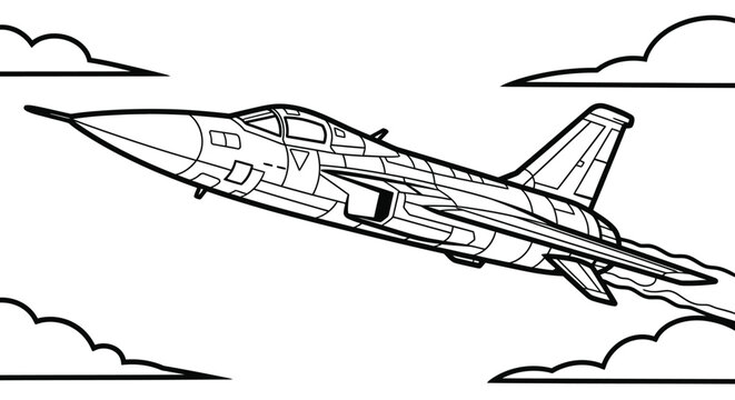Modern Fighter Aircraft Coloring Book Design for Kids Adults Hobby