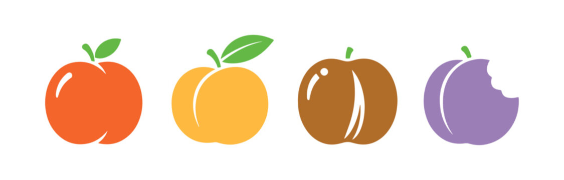 Four variations of flat peach icons, all set on a white background