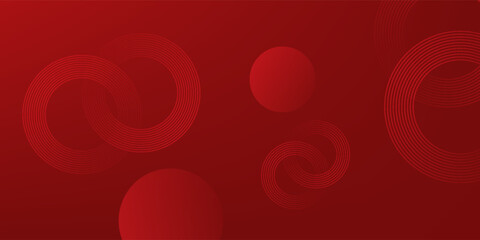 Obraz premium Modern red background with glowing curve lines. Modern shiny red gradient geometric circle lines pattern abstract simple vector art