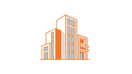 Fototapeta premium Modern Architectural Building Design with Orange Accents.