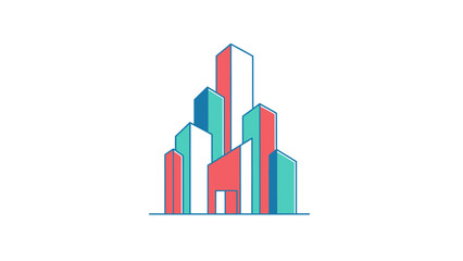 Modern Abstract Skyscraper Buildings Illustration with Geometric Shapes.