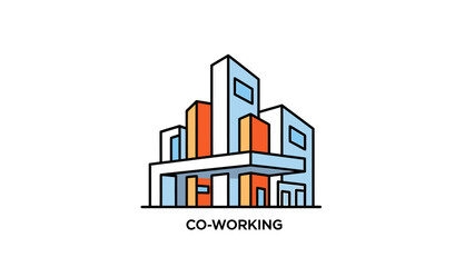Fototapeta premium Modern Co-Working Space Building Icon.