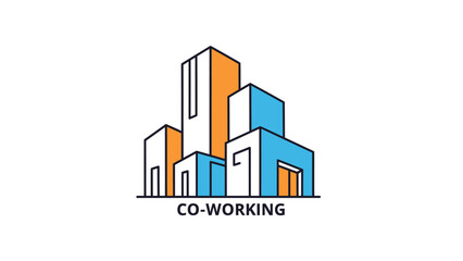 Fototapeta premium Modern Co-Working Space Building Icon.