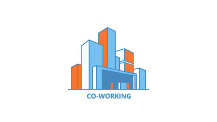 Fototapeta premium Modern Co-working Space Building Illustration.