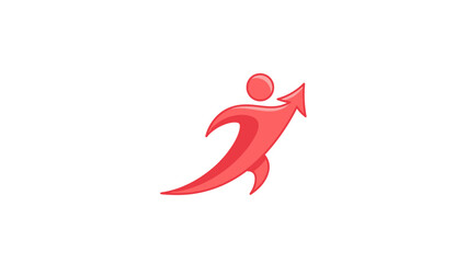 Fototapeta premium Red abstract figure symbolizing growth and success.