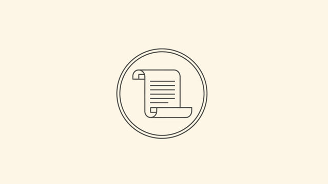 Scroll Document Icon Representing Law or History.