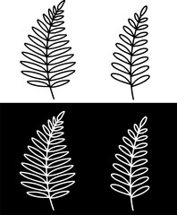 Fototapeta premium Plant icon, vector illustration of fern, black and white with outline design, in original and negative versions