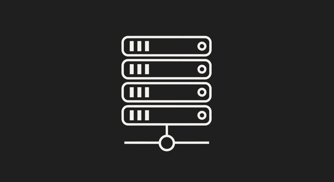 Server Rack Icon Representing Data Storage and Network Infrastructure.