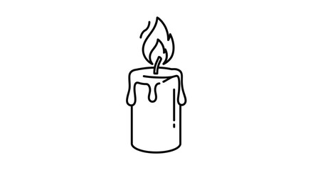 Obraz premium Simple Line Art Icon of a Burning Candle with Dripping Wax