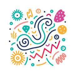 Fototapeta premium Vibrant Abstract Doodles and Swirls Pattern vector illustration