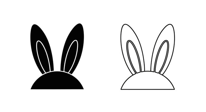 Cute bunny ears silhouette vector illustration design template Vector