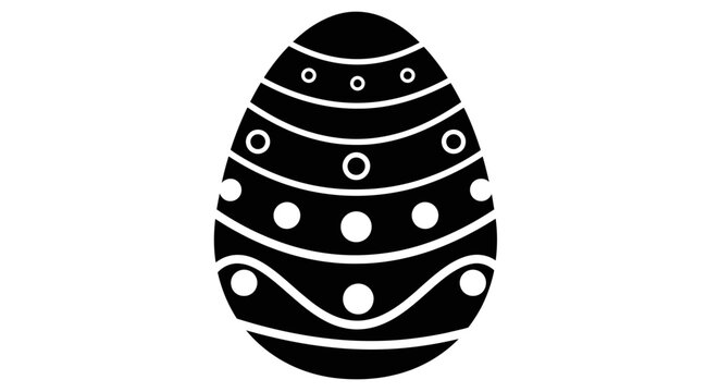 Elegant black and white easter egg design with polka dots and wavy lines Vector