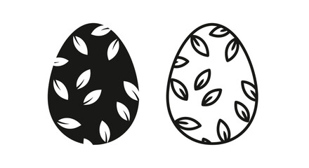 Fototapeta premium Easter eggs with leaf patterns, vector illustration, easter eggs with leaf patterns, vector illustration Vector