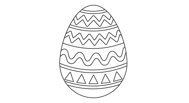 Decorated easter egg design outline drawing sketch vector illustration Vector