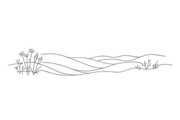 Winter Fields Drawing . " Green Fields In Winter " . Minimalistic one line drawing rolling fields with winter