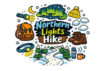 Obraz premium Northern Lights Doodle. Northern Lights