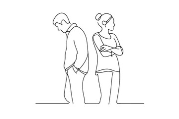 Fototapeta premium Minimalist Listening Sketch. Quiet Listening. Minimalistic one line drawing one person listening while another