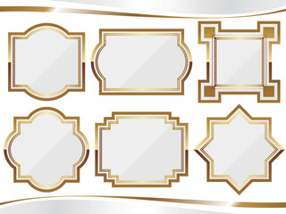 高級感のあるアールデコ風フレーム6種セット　ホワイト＆ゴールド