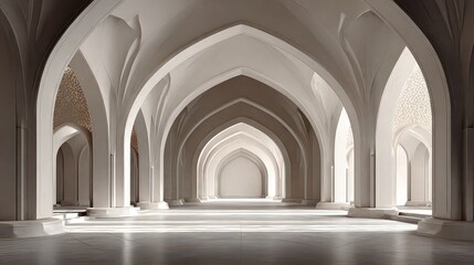 Fototapeta premium Serene Architectural Arches in Minimalist Interior Space Design