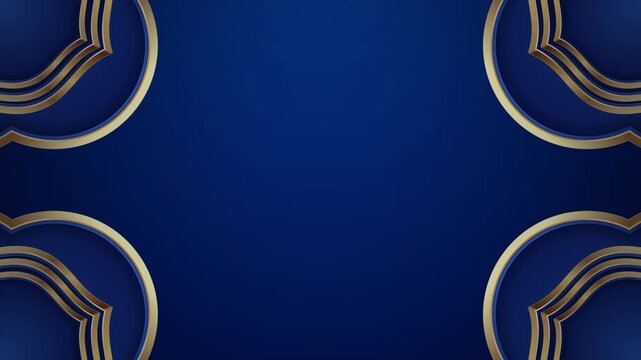 Luxury royal blue background with glowing golden arched borders