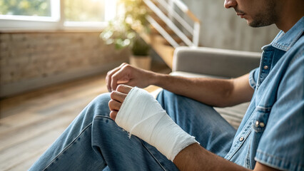 injured hand hand bandage