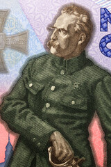 Jozef Pilsudski a portrait from Polish money