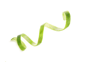 Obraz premium Peel of green lime isolated on white background, closeup