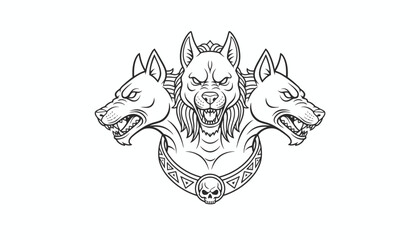 Fototapeta premium Mythical Three-Headed Dog Cerberus Vector Illustration