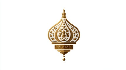 Elegant Decorative Element with Intricate Gold Design on White Background
