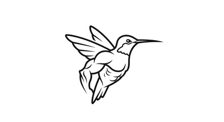 Fototapeta premium Muscular Hummingbird Logo, Strong Bird Silhouette, Fitness and Strength Symbol