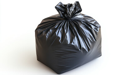 black bag of rubbish isolated on white background
