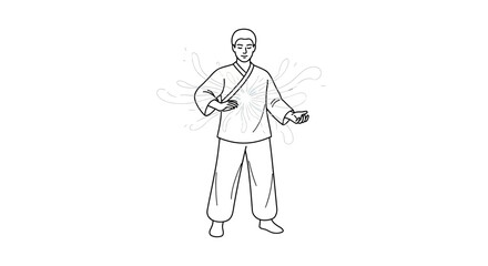 Man practicing Tai Chi, energy flowing from body, traditional Chinese martial arts