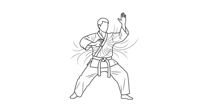 Martial Arts Karateka Performing Defensive Block Technique