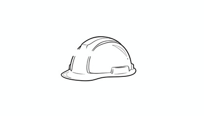 Fototapeta premium Hard Hat Icon, Safety Helmet, Construction Head Protection, Vector Line Art