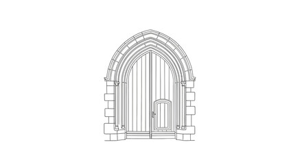 Fototapeta premium Gothic Arch Doorway, Stone Entrance, Medieval Architecture, Vintage Style